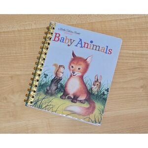 Little Golden Book Upcycled Journal- Baby Animals- 40+ Pages- Handmade